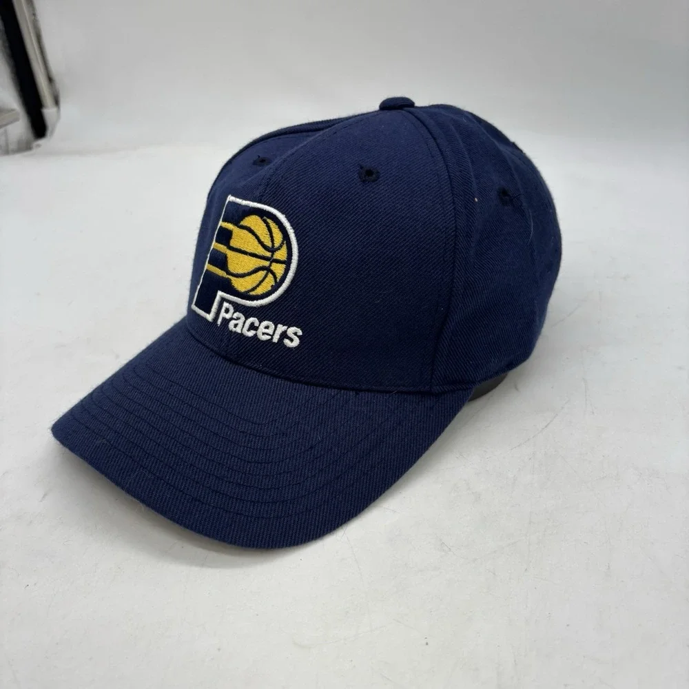 VTG Sports Specialties Indiana Pacers Snapback Hat NBA Plain Logo Blue Wool Cap